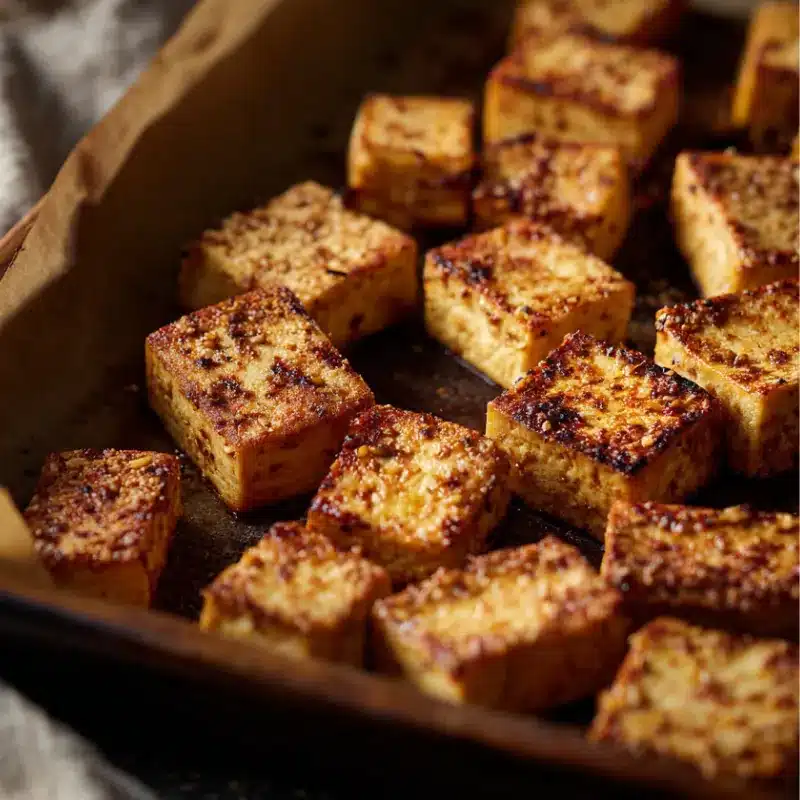 Golden baked tofu