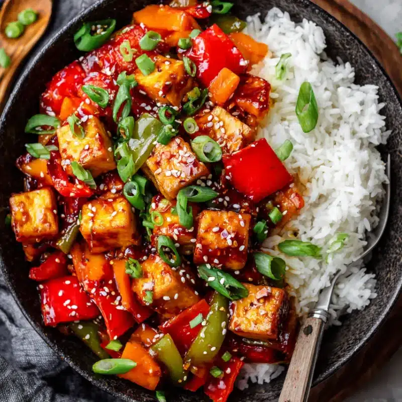 bowl of sweet and sour tofu