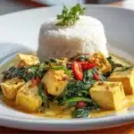 Bowl of creamy golden tofu curry